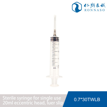 Jeringa Luer Slip estéril con punta excéntrica de 20 ml