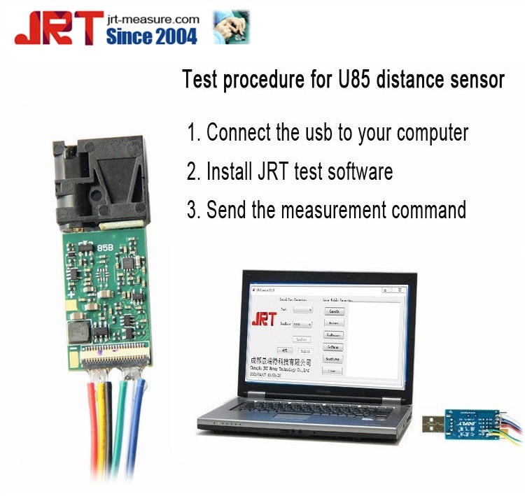 How to test JRT USB Protocol Industrial Distance Sensor 20m