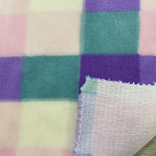 100%Polyester Coral Fleece with Chequer Printing Fabric