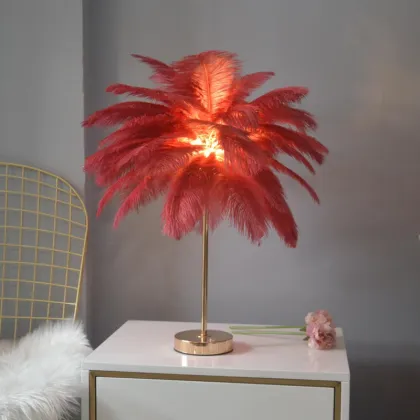 Elegant Ostrich Feather LED Lamp for Modern Bedrooms