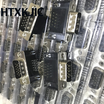100Pcs Black Male/Female DB15 DR15 D-Sub Right Angle 3 Triple Row Pins PCB Mount VGA Port Connector Socket With Screw Nuts