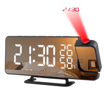 ラジオ、FM、USBポート、ホテルの寝室用の24時間のディスプレイ付きLEDミラー目覚まし時計