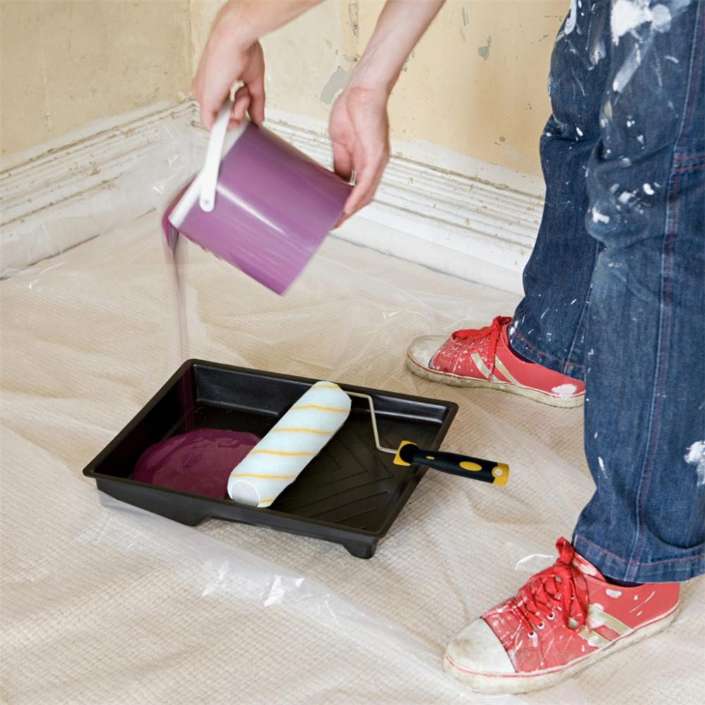 Roller brush with paint tray