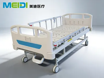 Electric Hospital Bed with Central Brake, 6-Bar Side Rails, Back & Leg Adjustment