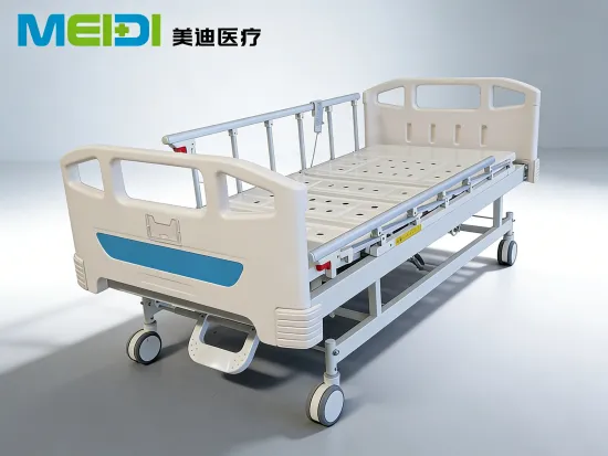 Electric Hospital Bed with Central Brake, 6-Bar Side Rails, Back & Leg Adjustment