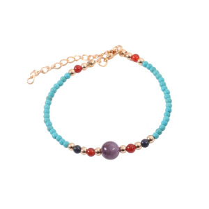 Pulsera Chakra de piedras preciosas de turquesa con cuentas redondas de 3 MM para hombres de las mujeres