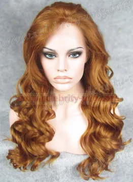 Christina Aquilera Brown Long Wavy Synthetic Lace Front Wig