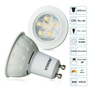 TIWIN 2015 New design warm white 36 degree 420lm 3000k 5W COB SPOT LIGHT led gu10 bulb