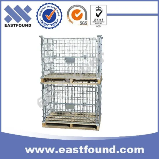 Wire Mesh Container with Wooden Pallet