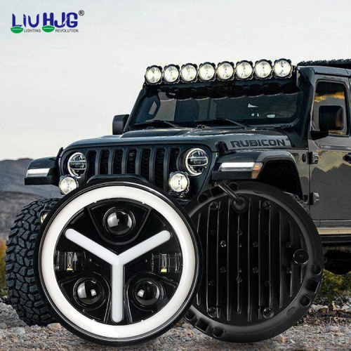 OEM ODM 34W 7 inch Round LED Headlights with Hi/Lo Beam Angel Eye DRL