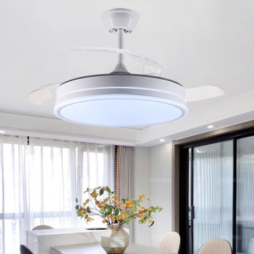 Copper Moto Dimmable Fan Lamp: Smart Retractable Chandelier Ceiling Fan Light