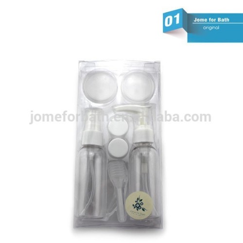 plastic bottle travel set/plastic zip travel bag