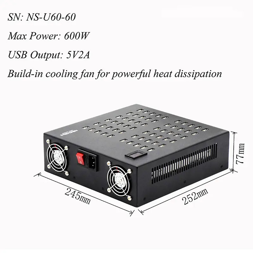 60-port USB charger 600W fast charging 