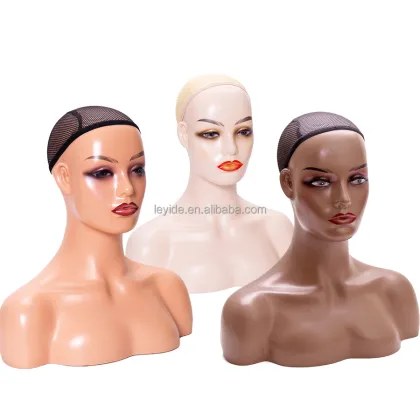 Pvc Female Mannequin Head With Shoulders For Wig Display African American Mannequin Head And Bust