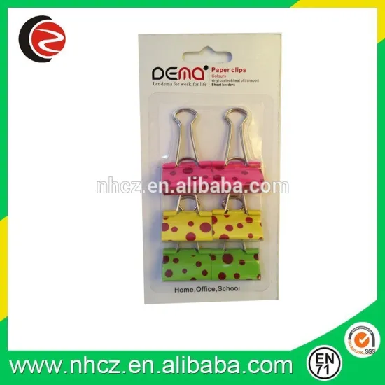 Colorful Dot Printing Bulldog Binder Clip