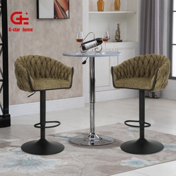 Modern Dining High Chair Fabric Kitchen Bar Stool Swivel Chair