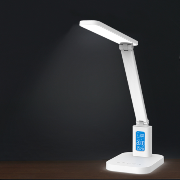 Lampada da scrivania ricaricabile con sveglia, display a temperatura e illuminazione a 5 livelli