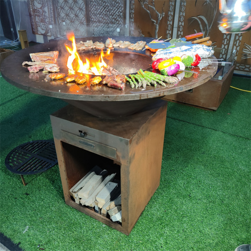 Outdoor Corten Steel Metal Fire Pit Barbecue Grill