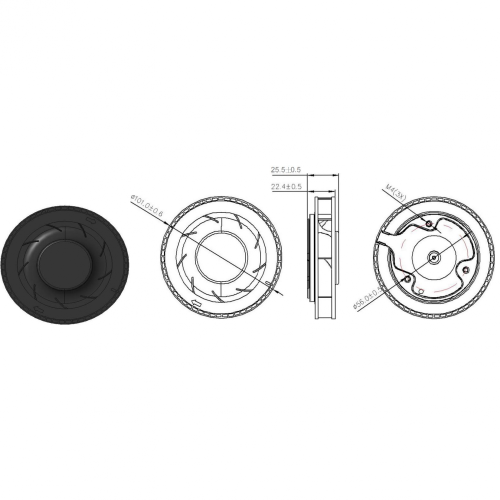 100x100x25mm plastic koelkastventilator