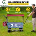 Carrito de jardín con dosel, ruedas y almacenamiento trasero-multi-funcional