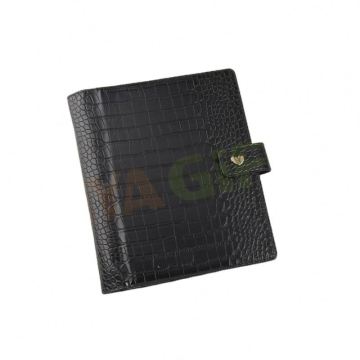 Custom Black Crocodile Pu Leather HP Classic Discbound Planner Agenda Vegan Cover With Big Loading Pocket