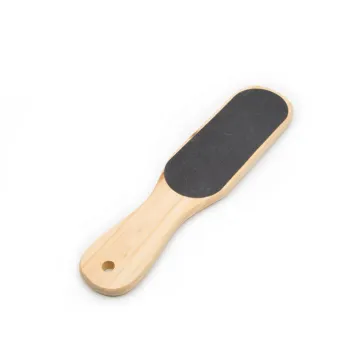 Customized Logo Wooden Curved Handle Callus Remover Pedicure Tools