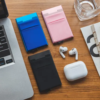 Metal Card Holder with Pop-Up Cell Phone Slot: A Stick-On Wallet for Your Phone