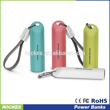 2600 Promotional gift universal portable power bank colorful perfume leather design mobile power bank with keychain usb cable
