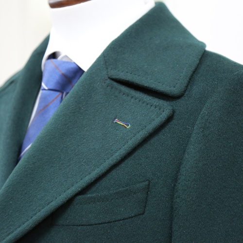 Slim Fit Green Tweed Winter Trench Outerwear Coat