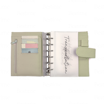 Custom Popular Color Sage Green Binder A5 A6 A7 Silver Ring Expandable Binder