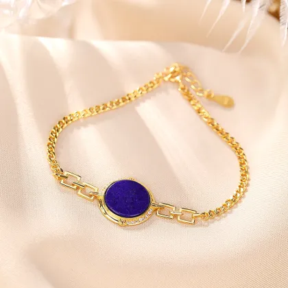Gold-Plated Lapis Lazuli Light Luxury Bracelet Jewelry
