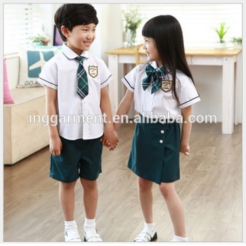 Primary School Student Uniform Round Collar Shirt and Short Skirt