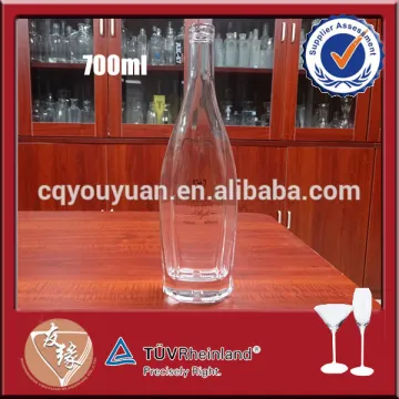 Unique shape high end printed glass whisky bottle brandy 70cl