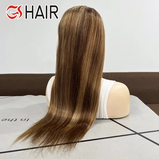 GS Highlight 4/27 Color Lace Front Wig - Brazilian Virgin Human Hair Glueless Wig with Natural Hairline and Baby Hair