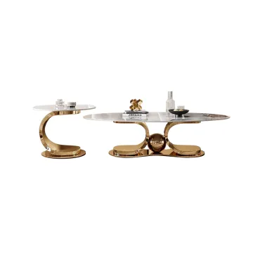 Modern Round Golden Stainless Steel Coffee Table