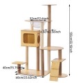 AIBIKE Eco-friendly Wooden Cat Tree Tower 5-Tier Scratching Post Durable Rest Platform Modern Design for Indoor Cats-Pet Toy