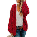 Womens Open Front Long Sleeve Chunky Knit Cardigan