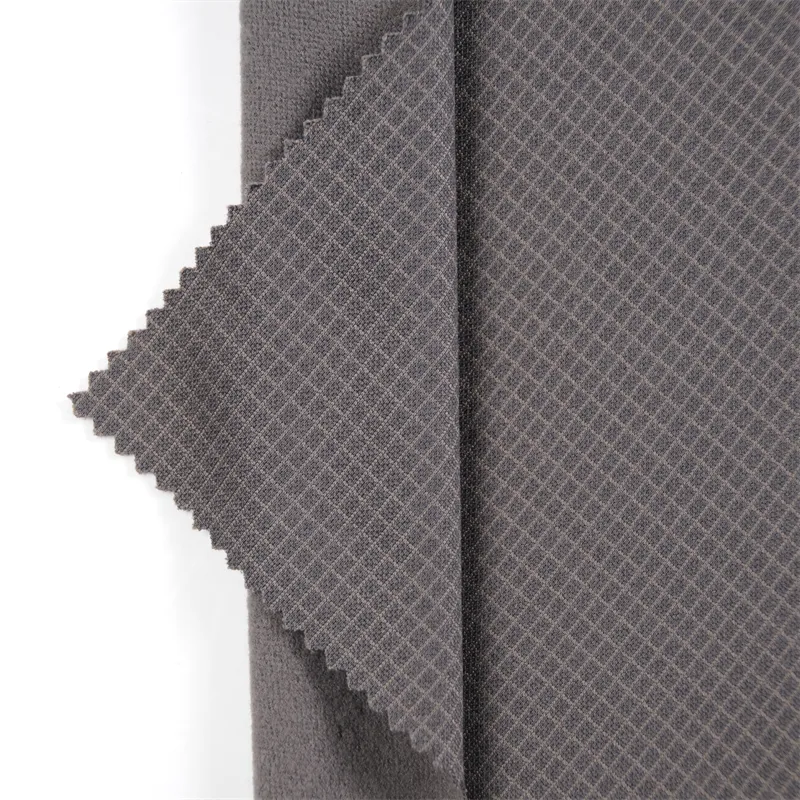 การออกแบบใหม่ Checker ด้านหลังแปรงผ้าโพลีเอสเตอร์ Interlock 100%