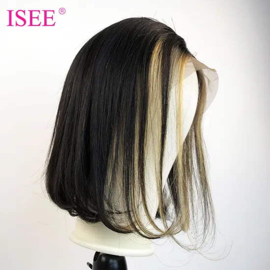 2021 Hot Sale Highlight Short Bob Lace Front Human Hair Wigs,Remy Pre Plucke Highlight Wig With Baby Hair