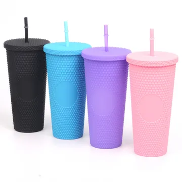 Creative Durian Design Large Capacity Double-Straw Plastic Cup