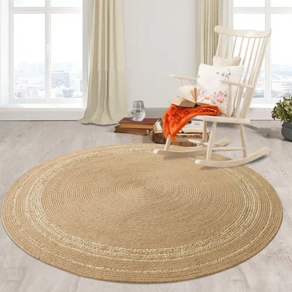 Round hemp jute home floor rug