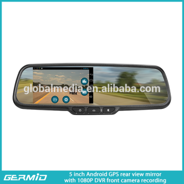 5 inch Android rear view mirror with backup camera and full HD DVR recorder google map link