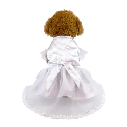 Stylish white stain fabric knitted Princess pet skirt