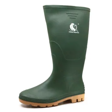 Green lightweight non safety PVC rain boots