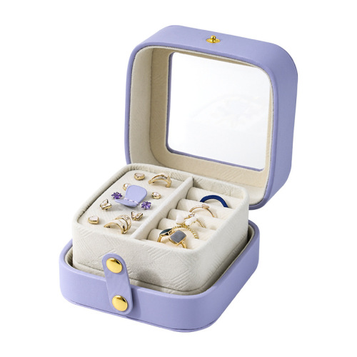 Portable Square transparent PU Travel Storage Jewelry Case