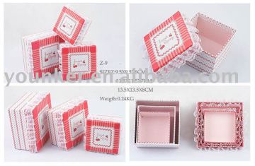 Custom-made Square Cardboard Gift Box Sets & Jewelry Case Of 3