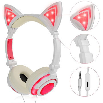 Foldable Headphone for Children with LED Cat Ear