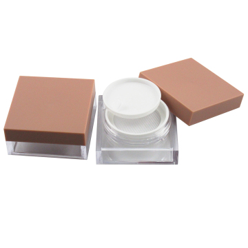 TM-P1367 Plastic Square Loose Powder Case - Empty Highlighter Powder Box with Elastic Net