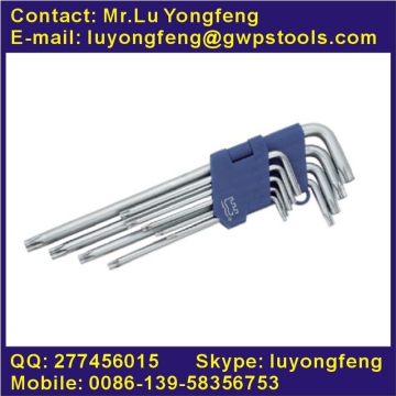 9pcs satin-finished long arm allen key set with torx end