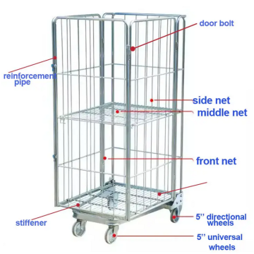 Medium Duty Metal Roll Cage Trolley Cart